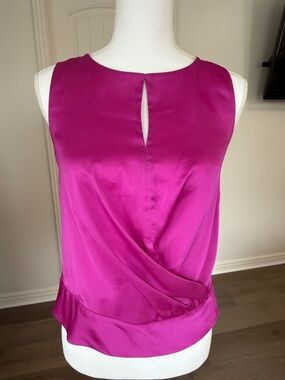 Ann Taylor Fuchsia Twist-Front Satin Camisole